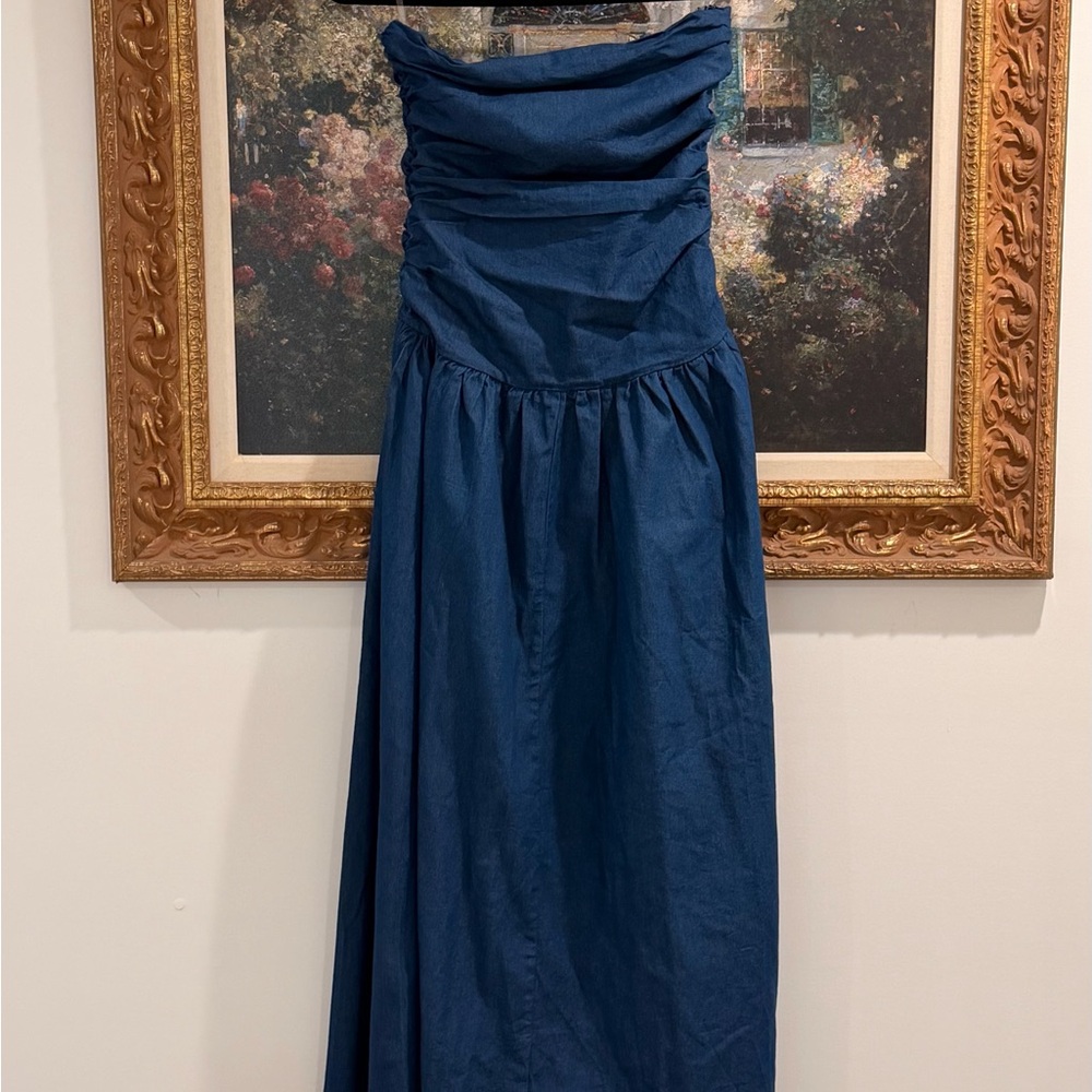 Peppermayo Strapless Navy Maxi Dress